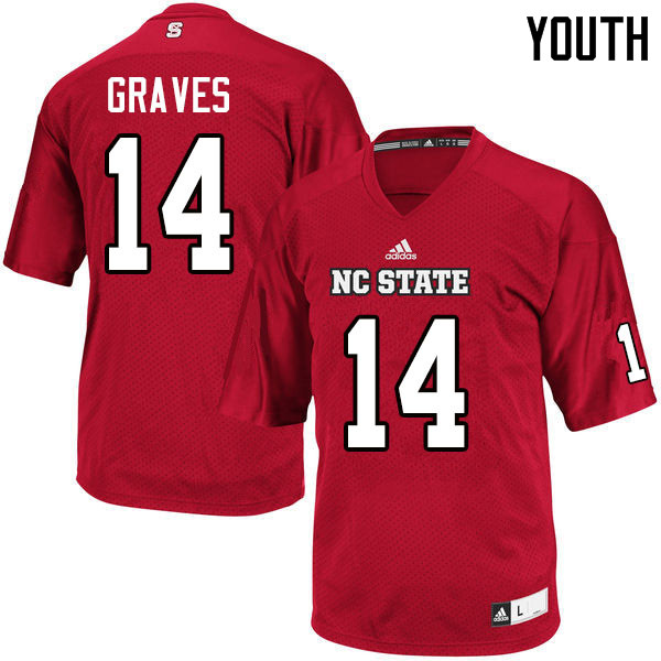 Youth #14 De'Von Graves NC State Wolfpack College Football Jerseys Sale-Red